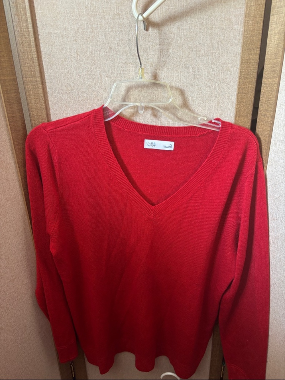 croft & barrow Red V-Neck Women's Sweater Petite Large